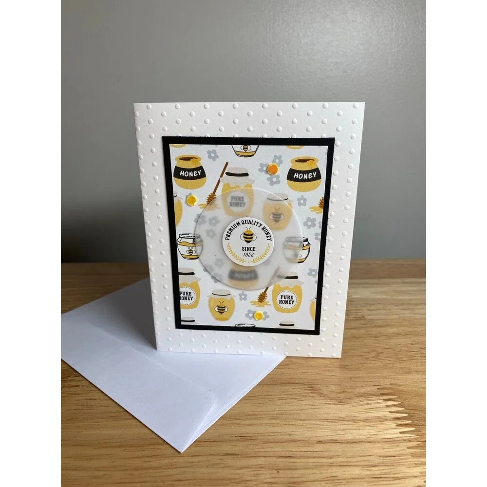 Bee & Flowers Greeting Card – Handmade A2 Card – All Occasion Blank Card